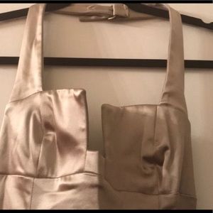 Auth. Taupe Satin BEBE Cocktail Dress!! XS